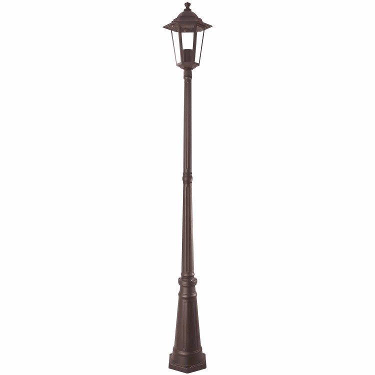 COD.45620 POSTE DE LUZ EXTERIOR 1X60W MODELO HEXAGONAL COR MARROM