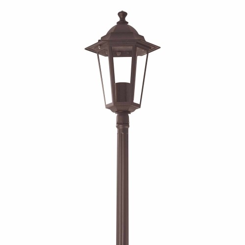 COD.45620 POSTE DE LUZ EXTERIOR 1X60W MODELO HEXAGONAL COR MARROM