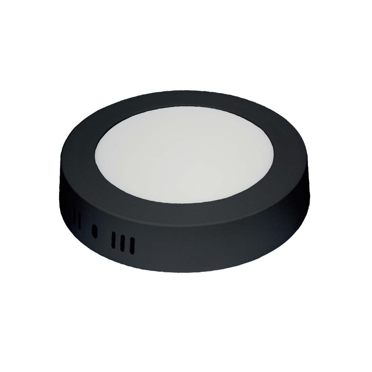 Código. 56750 preto de superfície circular preto com seletor de cores LED 6W