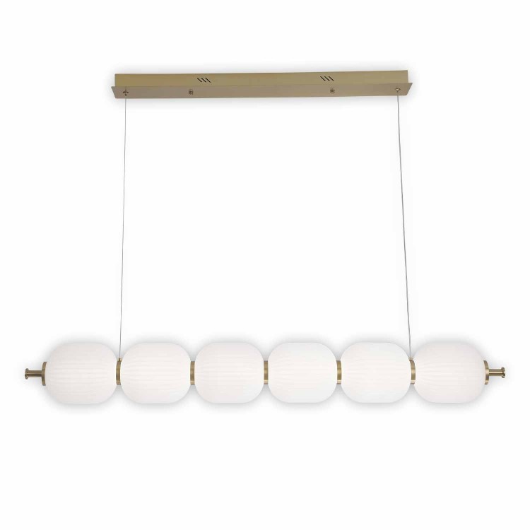 CÓD.3309 LAMPADA LED 6 TULIPANI ACRILICO BIANCO E ACCIAIO DORATO