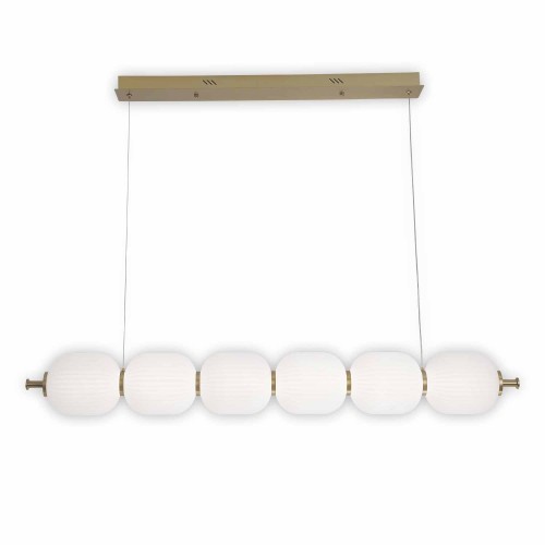 CÓD.3309 LAMPADA LED 6 TULIPANI ACRILICO BIANCO E ACCIAIO DORATO