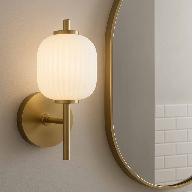 CÓD.3312 APPLIQUE LED ACRILICO BIANCO E ACCIAIO DORATO