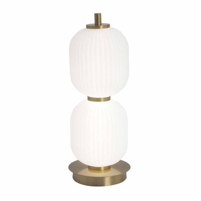 CÓD.3311 LED-TISCHLEUCHTE ACRYL WEISS UND VERGOLDETER STAHL 2