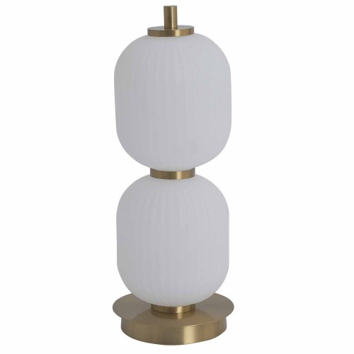CÓD.3311 LAMPADA DA TAVOLO LED ACRILICO BIANCO E ACCIAIO DORATO