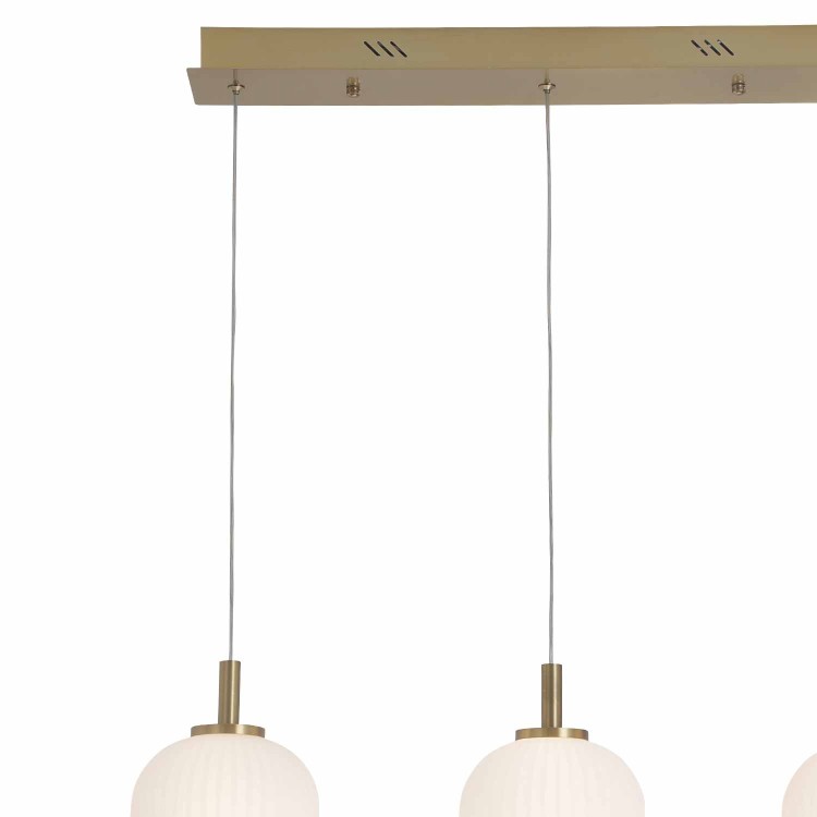 CÓD.3307 LÁMPARA LED 3 TULIPAS ACRÍLICO BLANCO Y ACERO DORADO