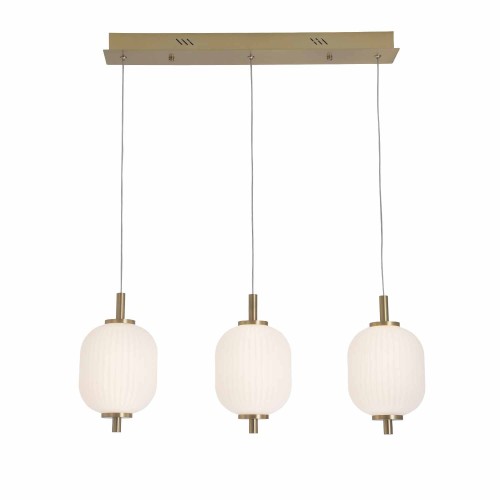CÓD.3307 LÁMPARA LED 3 TULIPAS ACRÍLICO BLANCO Y ACERO DORADO