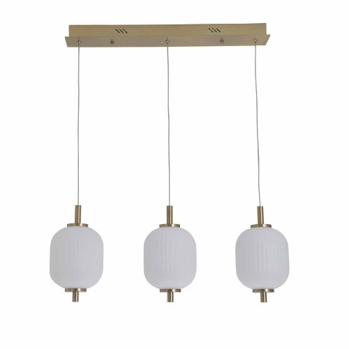 CÓD.3307 LAMPADA LED 3 TULIPANI ACRILICO BIANCO E ACCIAIO DORATO