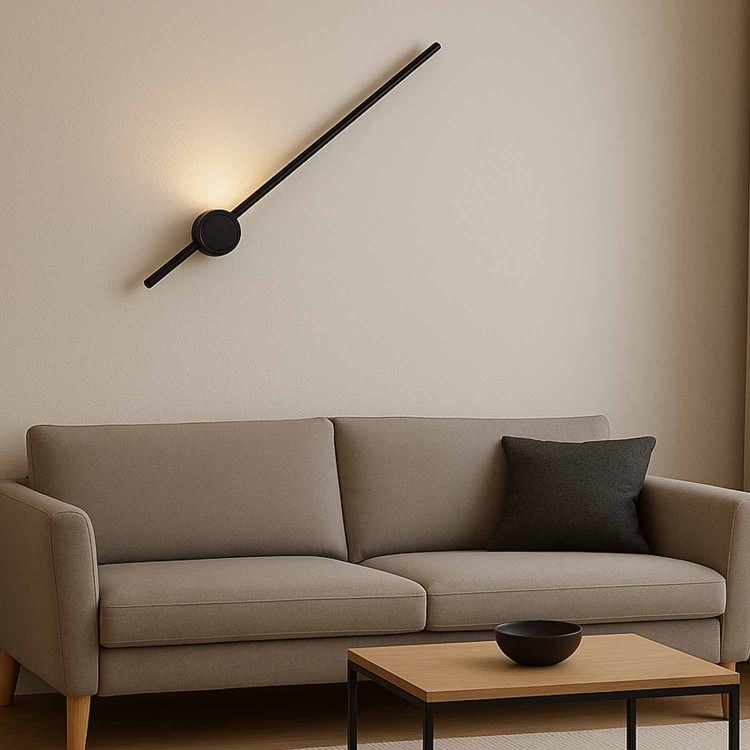 CÓD.6005 APLIQUE LED AÇO PINTADO PRETO E DIFUSOR ACRÍLICO 60CM