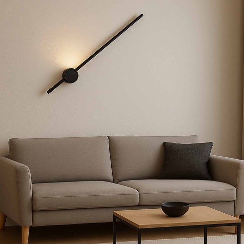 CÓD.6005 APLIQUE LED AÇO PINTADO PRETO E DIFUSOR ACRÍLICO 60CM