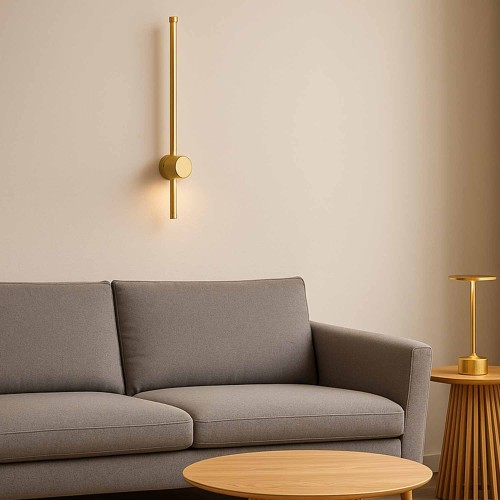 CÓD.6091 APLIQUE LED AÇO PINTADO DOURADO E DIFUSOR ACRÍLICO 60CM