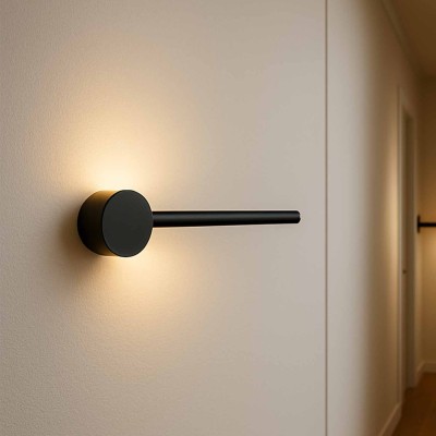 CÓD.6004 APLIQUE LED AÇO PINTADO PRETO COM DIFUSOR ACRÍLICO 40CM