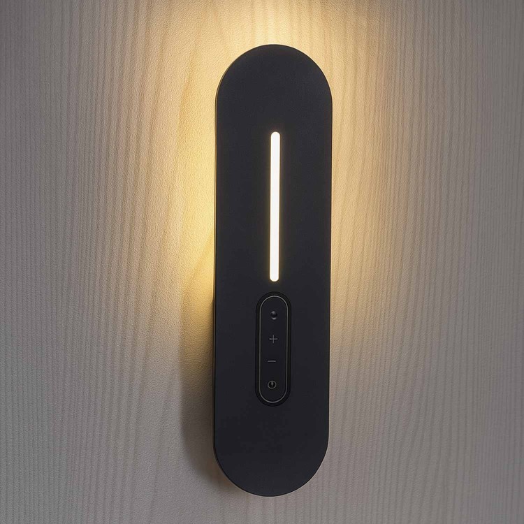 CÓD.6020 APLIQUE LED TÁTIL AÇO PINTADO PRETO 30CM