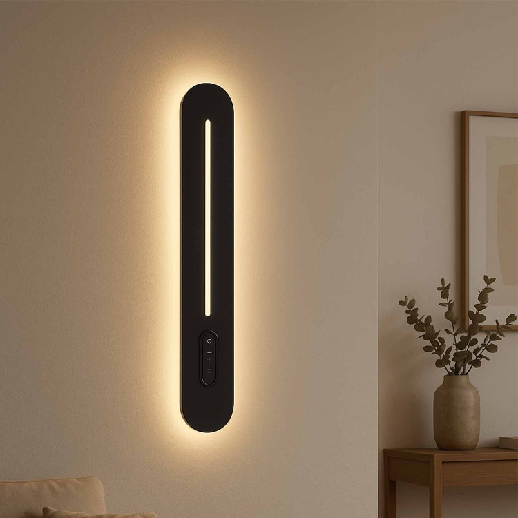 CÓD.6097 APLIQUE LED TÁCTIL ACERO PINTADO NEGRO 60CM