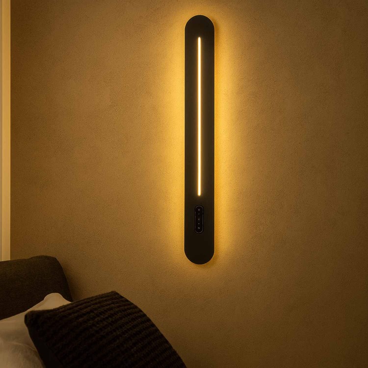 CÓD.6100 APLIQUE LED TÁTIL AÇO PINTADO PRETO 80CM