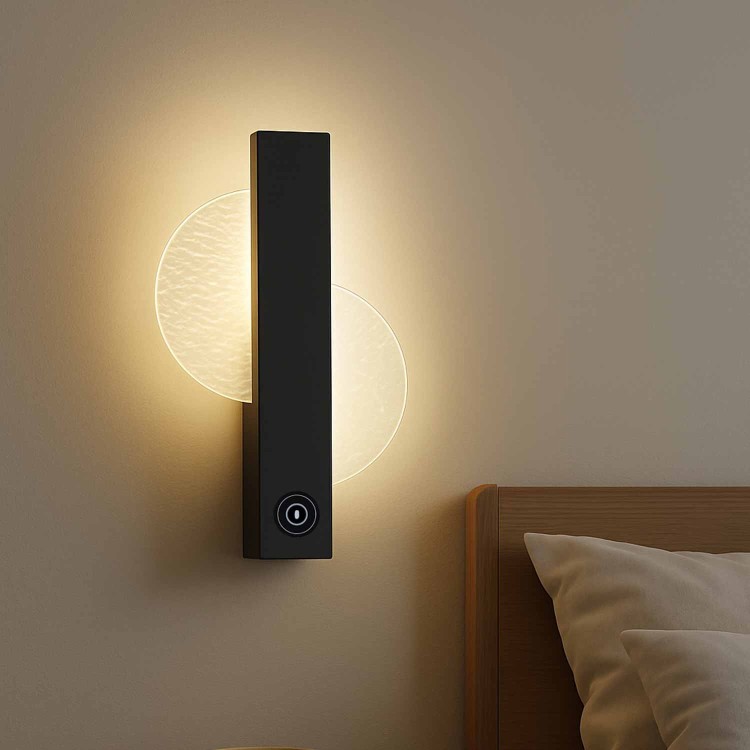 CÓD.6092 APLIQUE LED TÁTIL AÇO PINTADO PRETO 25CM