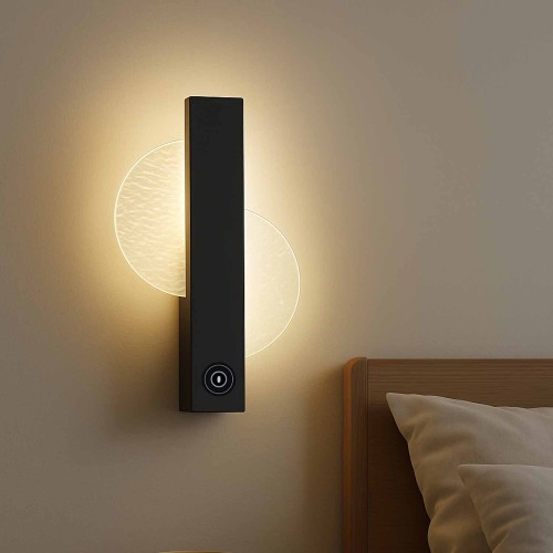 CÓD.6092 APLIQUE LED TÁTIL AÇO PINTADO PRETO 25CM