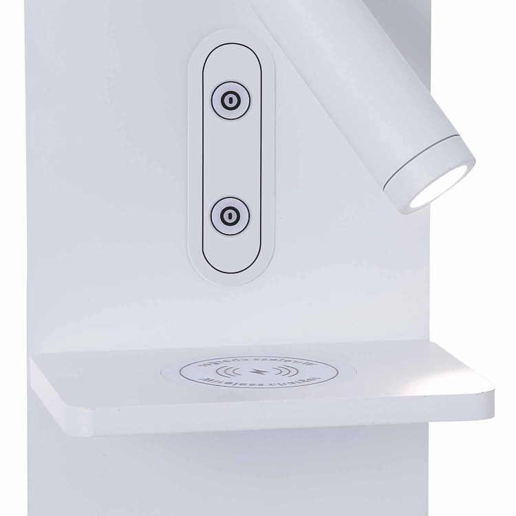 CÓD.6093 APLIQUE LED TÁCTIL ACERO PINTADO BLANCO CON CARGA INALÁMBRICA 22CM