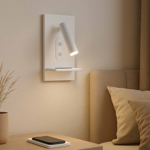 Código.6093 Aplicar o aço pintado branco do toque do diodo emissor de luz com carga sem fio de 22 cm