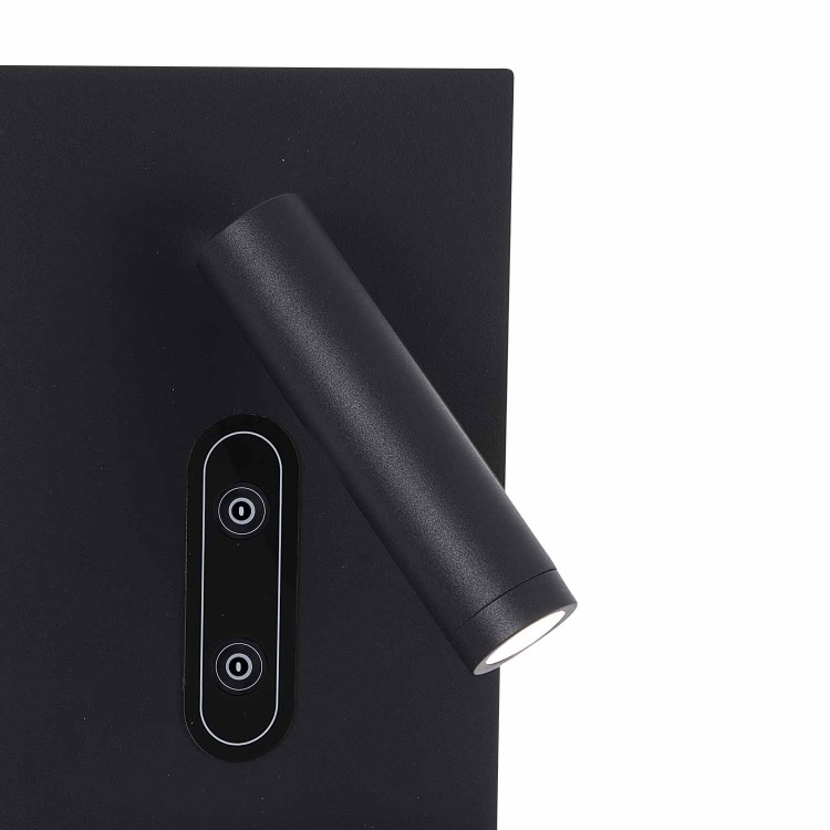 CÓD.6016 APLIQUE LED TÁCTIL ACERO PINTADO NEGRO CON CARGA INALÁMBRICA 22CM