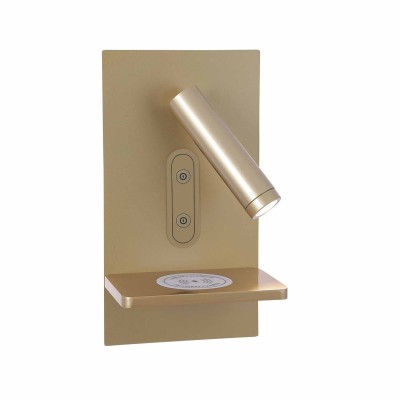 CÓD.6094 APLIQUE LED TÁTIL AÇO PINTADO DOURADO COM CARREGAMENTO SEM FIO 22CM 2