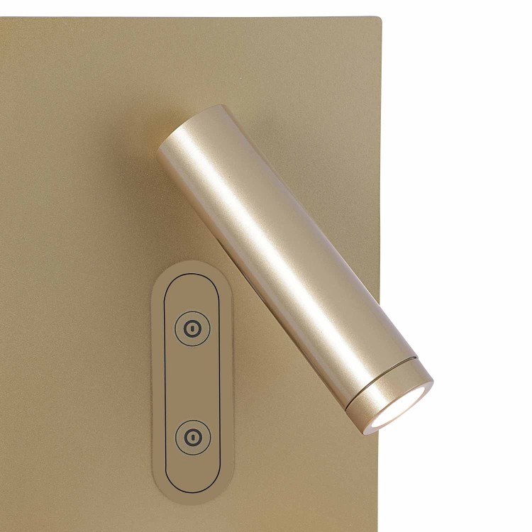 CÓD.6094 APLIQUE LED TÁCTIL ACERO PINTADO DORADO CON CARGA INALÁMBRICA 22CM