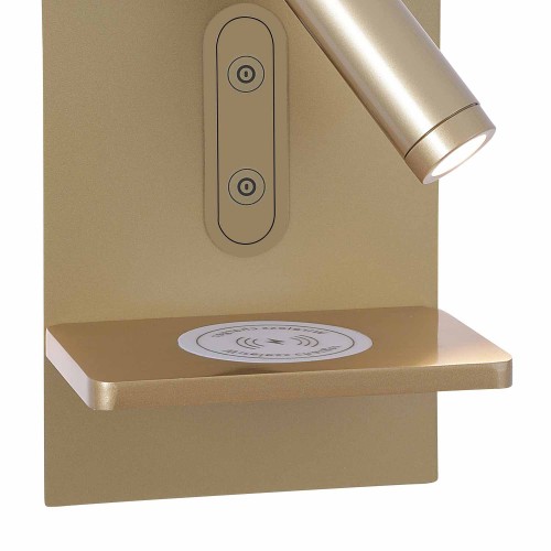 CÓD.6094 APLIQUE LED TÁTIL AÇO PINTADO DOURADO COM CARREGAMENTO SEM FIO 22CM