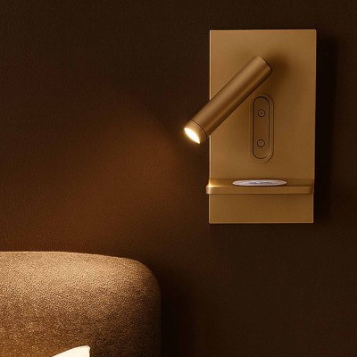 CODE 6094 LED-WANDLEUCHTE MIT TOUCH-STEUERUNG GOLD LACKIERTER STAHL MIT DRAHTLOSEM LADEN 22CM