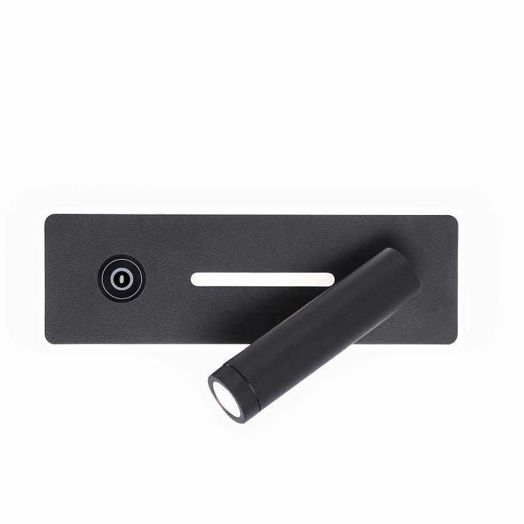 CÓD.6018 APLIQUE LED TÁCTIL ACERO PINTADO NEGRO 19,5CM