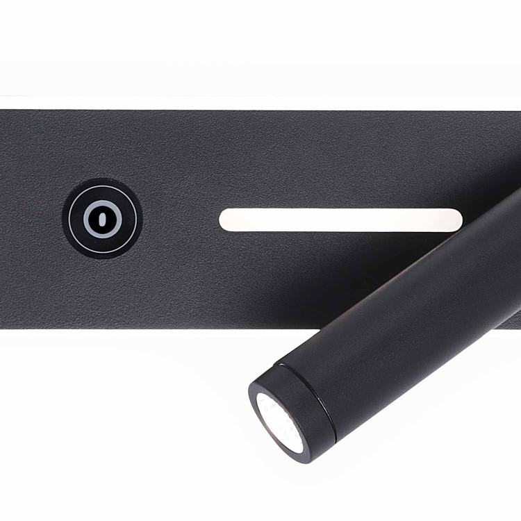 COD.6018 APPLIQUE LED TATTILE ACCIAIO VERNICIATO NERO 19,5CM