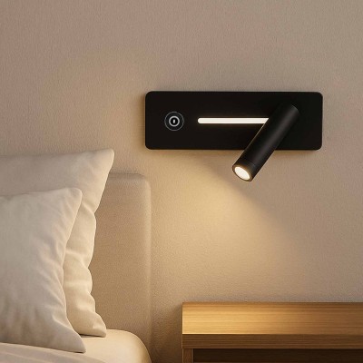 CÓD.6018 APLIQUE LED TÁTIL AÇO PINTADO PRETO 19,5CM