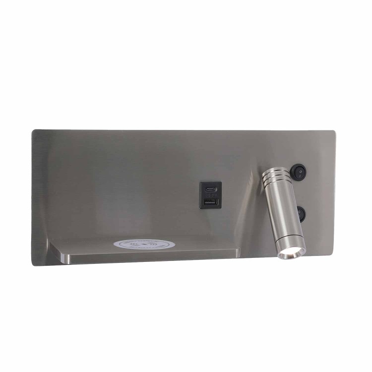 CÓD.6115 APLIQUE LED ACERO NIQUELADO CON CARGA INALÁMBRICA 30CM