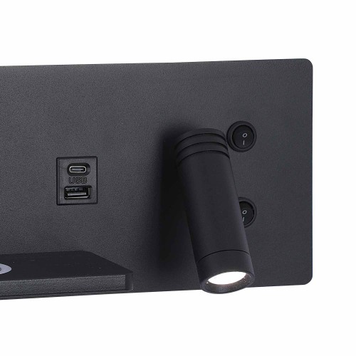CÓD.6024 APLIQUE LED AÇO PINTADO PRETO COM CARREGAMENTO SEM FIO 30CM