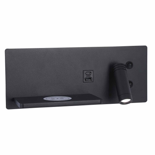 CÓD.6024 APLIQUE LED AÇO PINTADO PRETO COM CARREGAMENTO SEM FIO 30CM