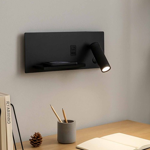 CÓD.6024 APLIQUE LED AÇO PINTADO PRETO COM CARREGAMENTO SEM FIO 30CM