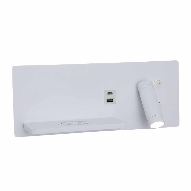 CÓD.6112 APLIQUE LED ACERO PINTADO BLANCO CON CARGA INALÁMBRICA 30CM