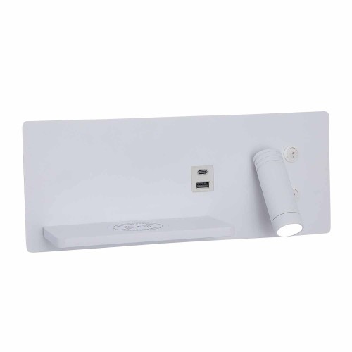 CÓD.6112 APLIQUE LED AÇO PINTADO BRANCO COM CARREGAMENTO SEM FIO 30CM