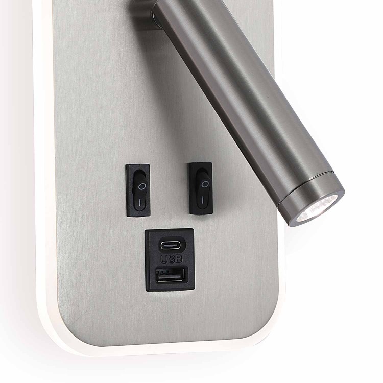 CÓD.6116 APLIQUE LED DECORATIVO AÇO NIQUELADO COM USB