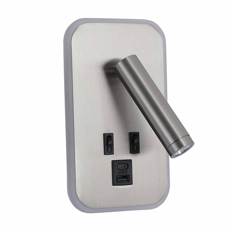 CÓD.6116 APLIQUE LED DECORATIVO AÇO NIQUELADO COM USB