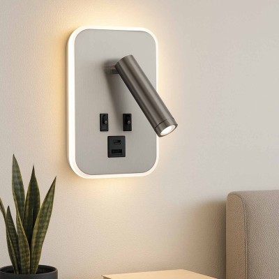 CÓD.6116 APPLIQUE LED DÉCORATIVE ACIER NICKELÉ AVEC USB