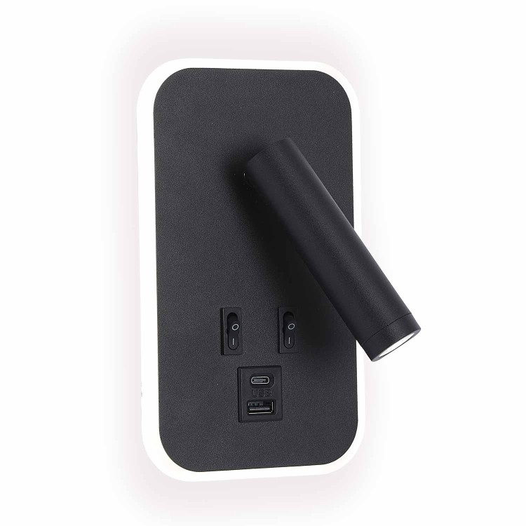 CÓD.6114 APLIQUE LED DECORATIVO AÇO PINTADO PRETO COM USB