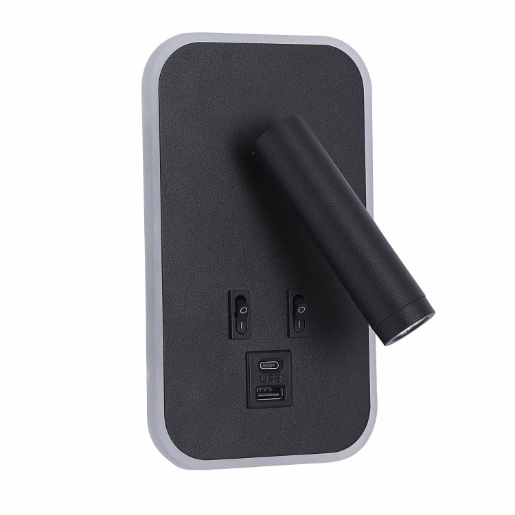 CÓD.6114 APLIQUE LED DECORATIVO AÇO PINTADO PRETO COM USB