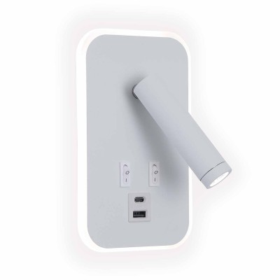 CÓD.6113 APPLIQUE LED DECORATIVA ACCIAIO VERNICIATO BIANCO CON USB 2