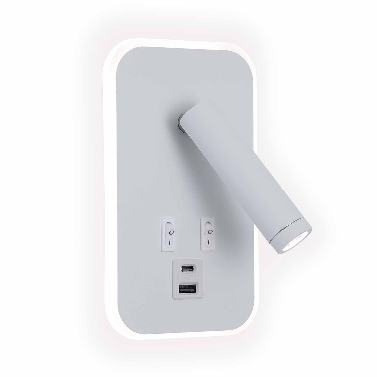 CÓD.6113 APLIQUE LED DECORATIVO AÇO PINTADO BRANCO COM USB