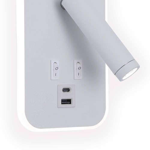 CÓD.6113 APLIQUE LED DECORATIVO AÇO PINTADO BRANCO COM USB