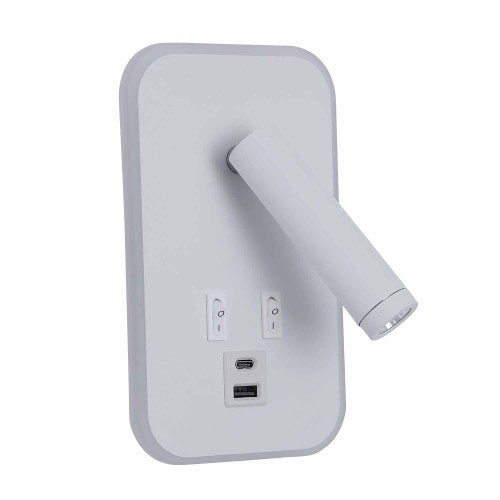 CÓD.6113 APLIQUE LED DECORATIVO AÇO PINTADO BRANCO COM USB