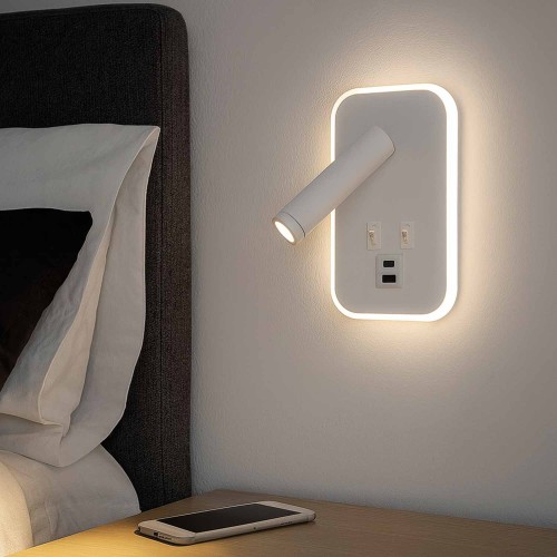 CÓD.6113 APLIQUE LED DECORATIVO AÇO PINTADO BRANCO COM USB
