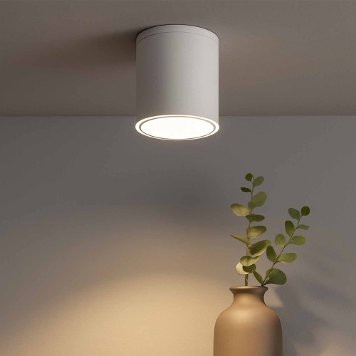 CÓD.6037 FOCO DE SUPERFÍCIE CILÍNDRICO Ø9CM COR BRANCO