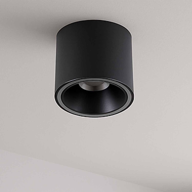 CÓD.6042 FOCO DE SUPERFÍCIE CILÍNDRICO Ø12CM COR PRETO