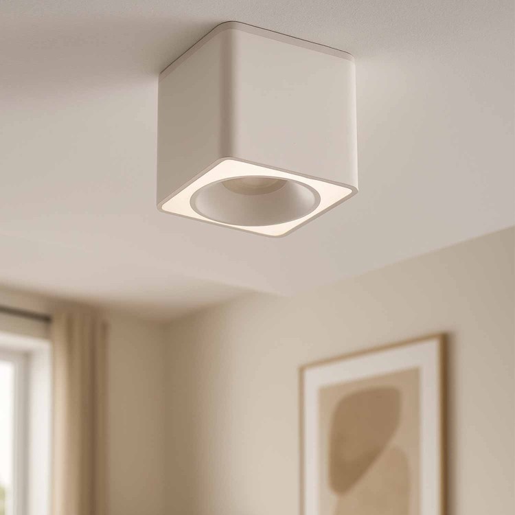 CÓD.6039 FOCO DE SUPERFÍCIE QUADRADO 9X9CM COR BRANCO