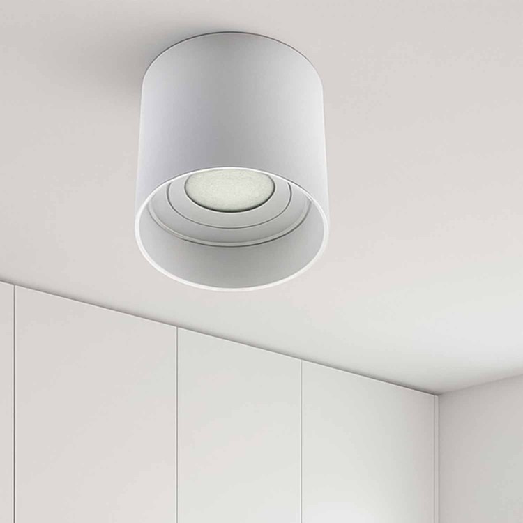 CÓD.6045 FOCO DE SUPERFÍCIE CILÍNDRICO ORIENTÁVEL Ø9CM COR BRANCO